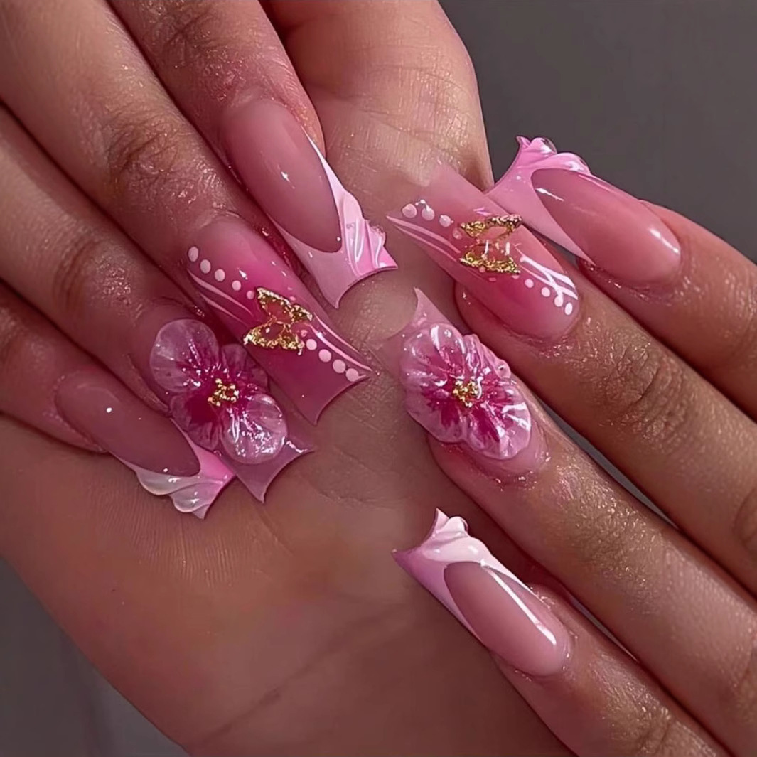 Nail Art Gliter - 24pcs Wearable Square Press on Nails