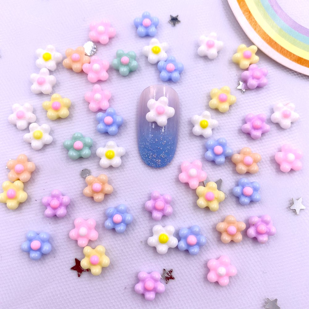 Nail Art Xmas - 100Pcs 8mm Resin 3D Colorful Kawaii