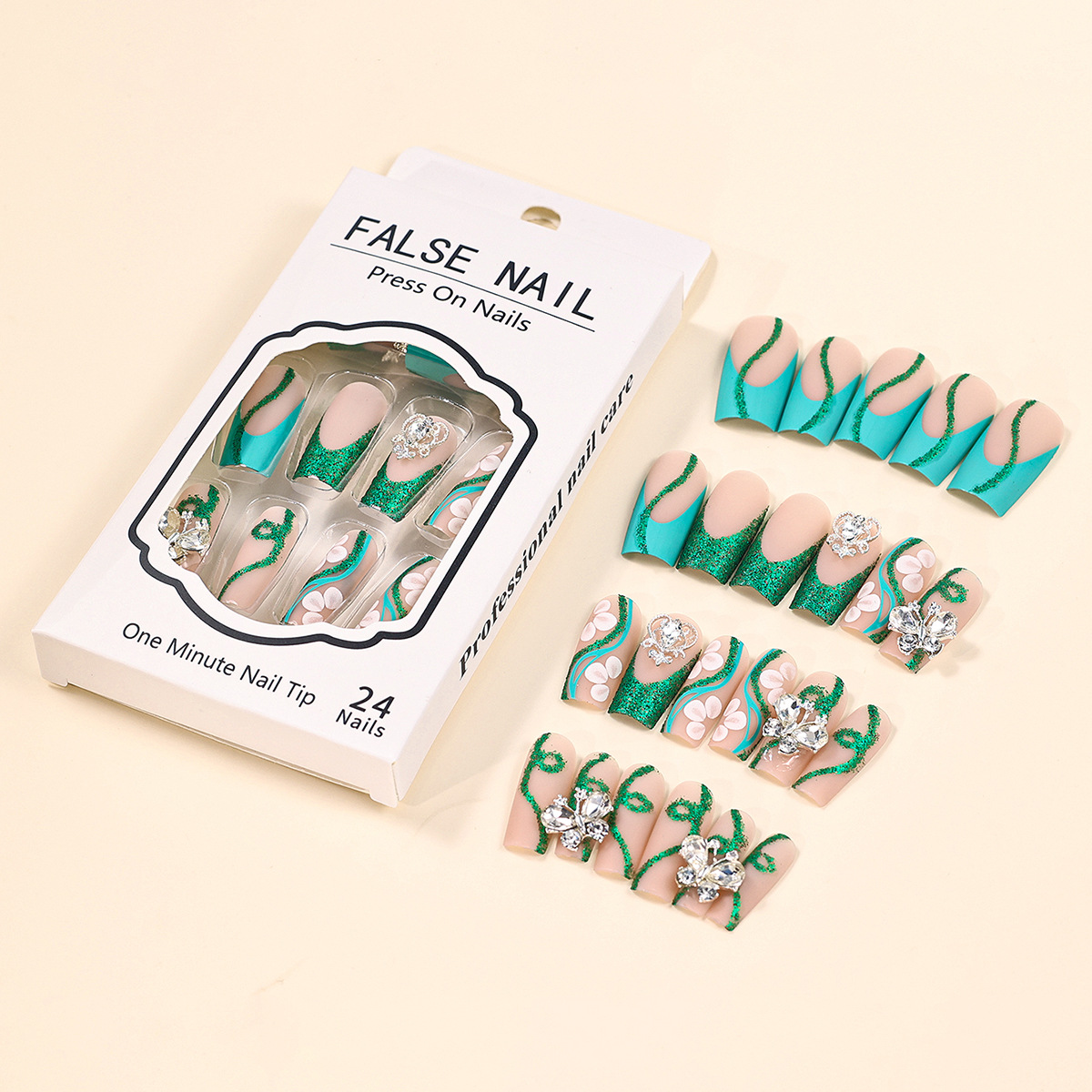 Long Coffin Press on Nails Bal - Nail Art Gliter recension och pris
