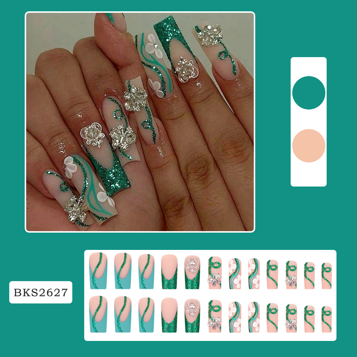 Long Coffin Press on Nails Bal - Nail Art Gliter recension och pris