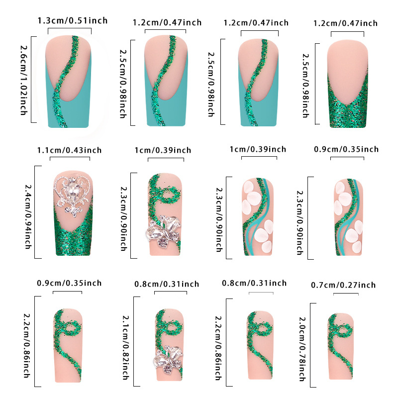 Long Coffin Press on Nails Bal - Nail Art Gliter recension och pris