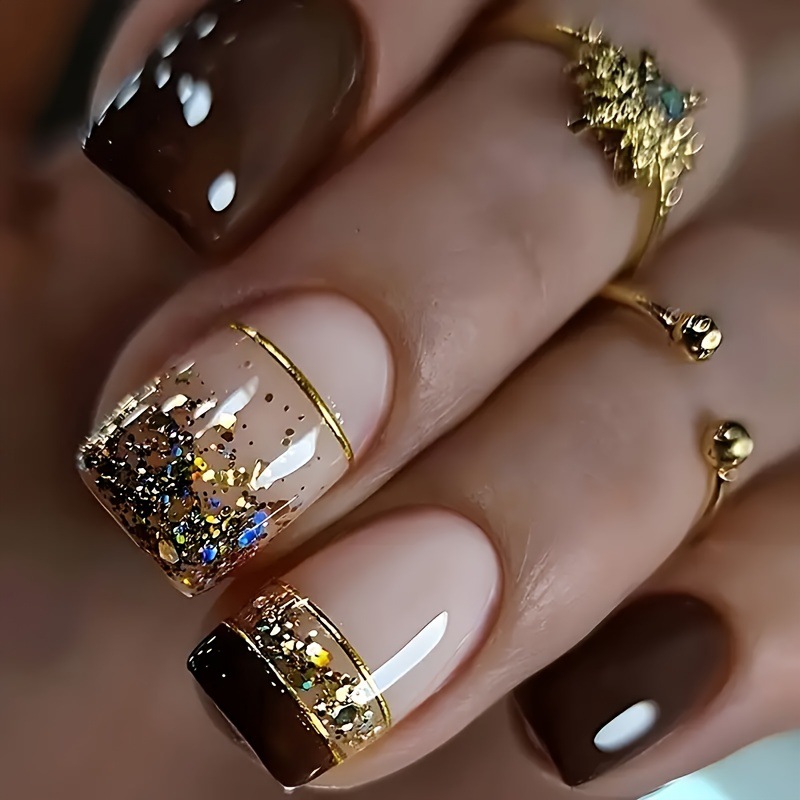 Short Square fake nails for wo - Nail Art Gliter recension och pris