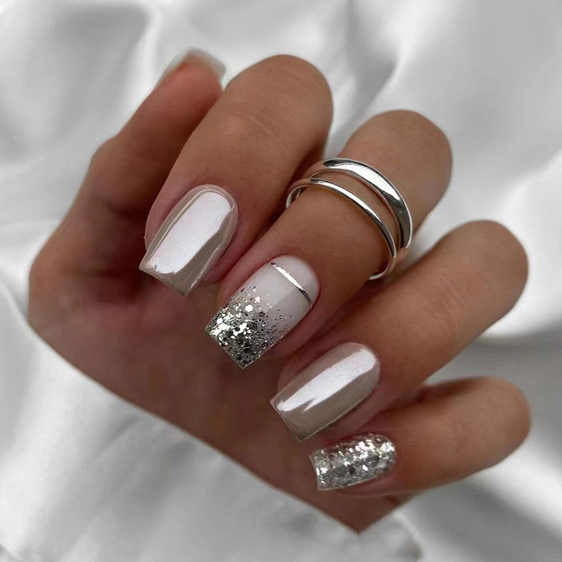 Short Square fake nails for wo - Nail Art Gliter recension och pris