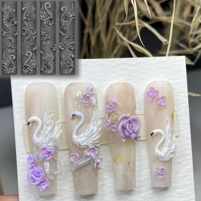 Elegant Swan Rose Bow 3D Flowe - Nail Art Elegant recension och pris