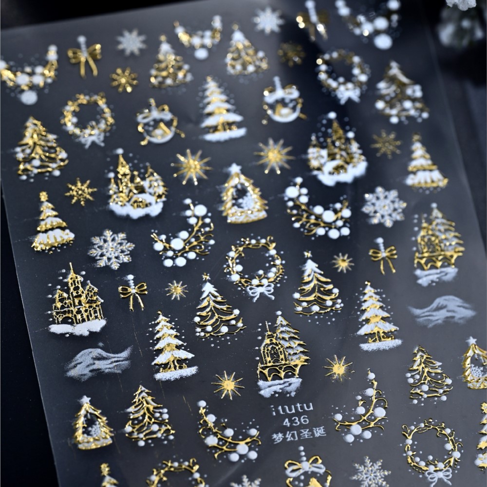5D Embossed Gold Castle/Garlan - Nail Art Xmas recension och pris