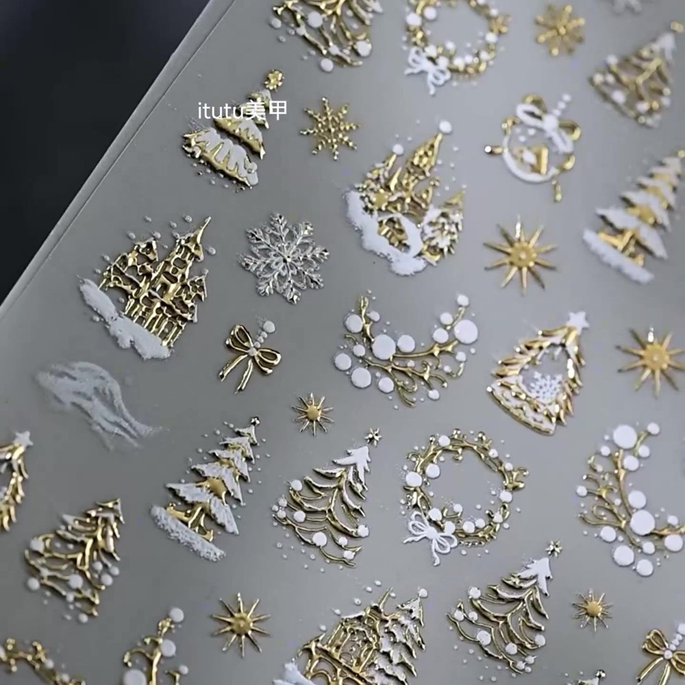 5D Embossed Gold Castle/Garlan - Nail Art Xmas recension och pris