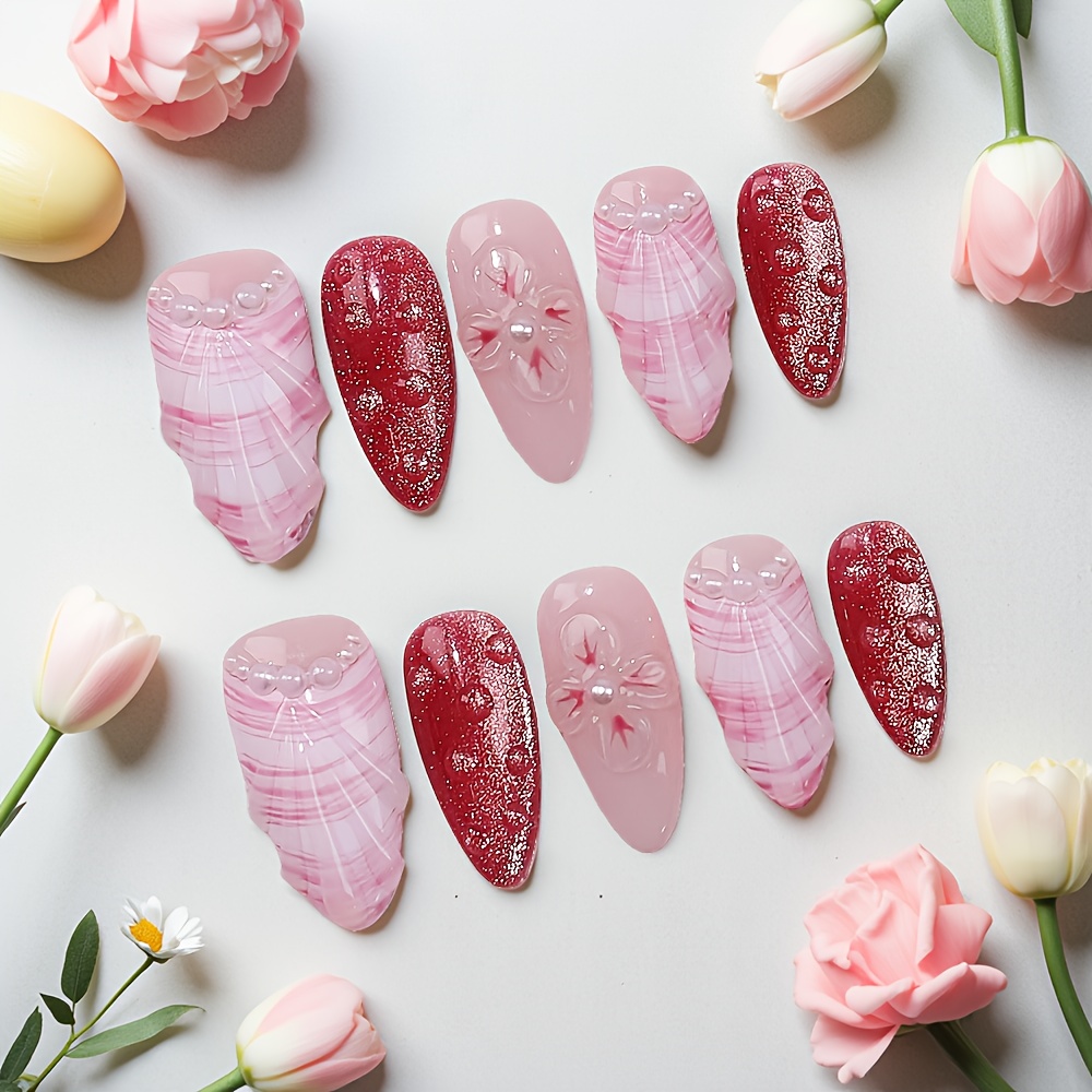 10pcs Medium Almond Handmade P - Nail Art Elegant recension och pris
