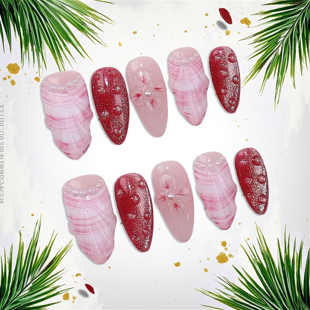 10pcs Medium Almond Handmade P - Nail Art Elegant recension och pris