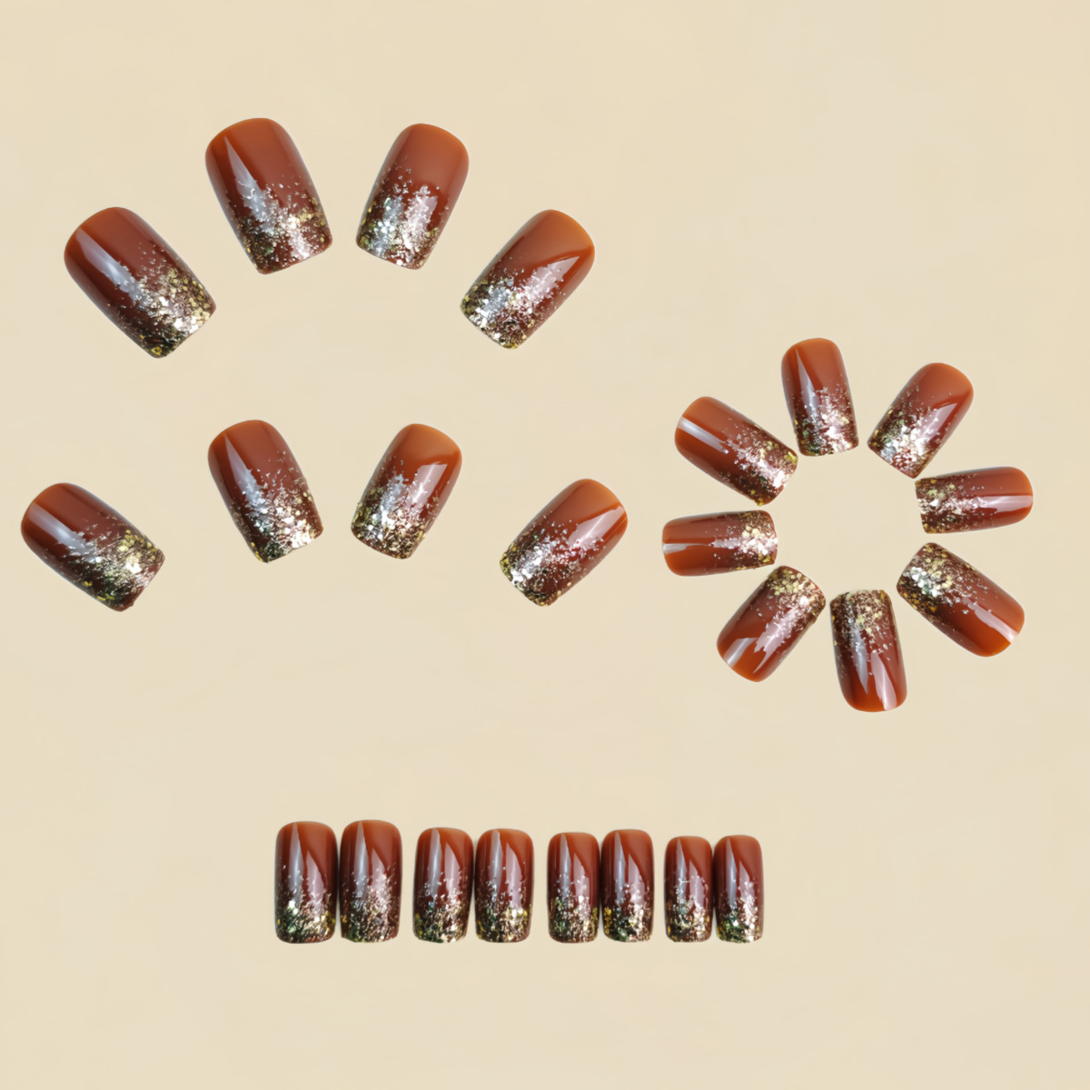Short Medium fake nails Gradie - Nail Art Gliter recension och pris